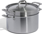 Made In Cookware | 8 Quart Stainless Steel Stock Pot With Lid and Pasta Insert | 5 Ply Stainless Clad | Professional Cookware | Crafted in Italy | Induction Compatible