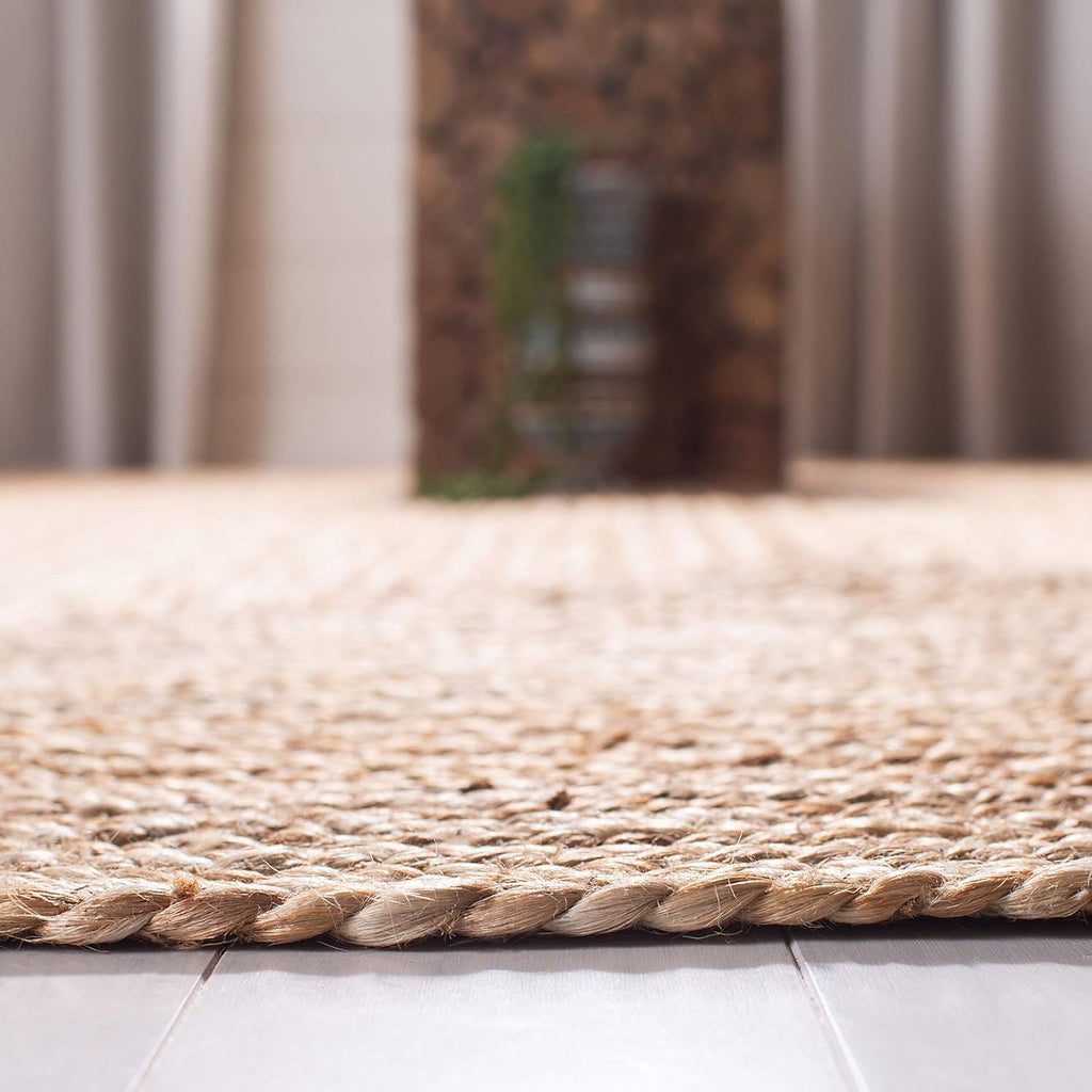 SAFAVIEH Area Rug 8x10 Oval - Cape Cod Collection - Large - Natural Brown, Handmade Braided Flat Weave Jute (CAP252A)