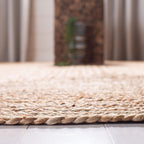 SAFAVIEH Area Rug 8x10 Oval - Cape Cod Collection - Large - Natural Brown, Handmade Braided Flat Weave Jute (CAP252A)