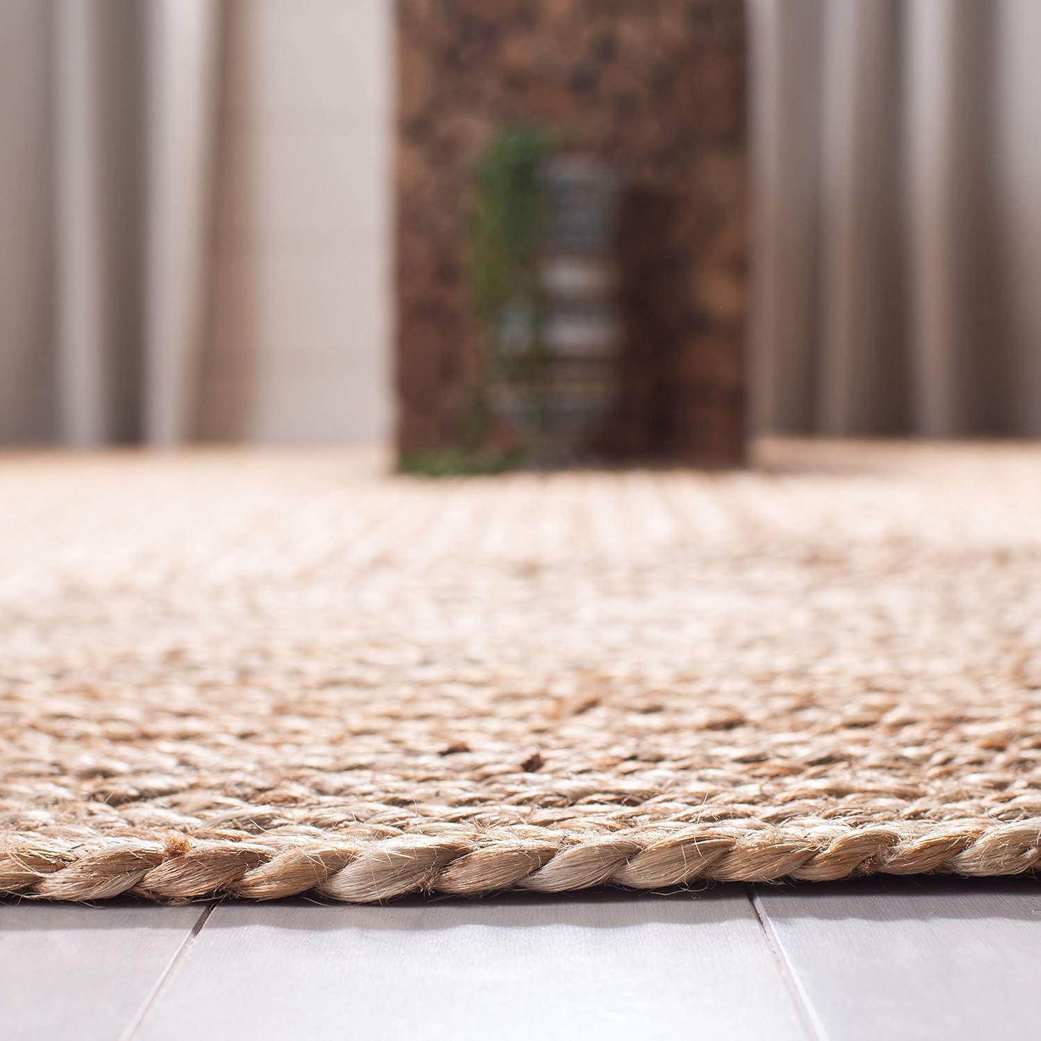 SAFAVIEH Area Rug 8x10 Oval - Cape Cod Collection - Large - Natural Brown, Handmade Braided Flat Weave Jute (CAP252A)