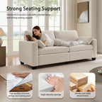 Modern Loveseat Sofa for Living Room, Spring Cushions, Removable Cover, Solid Wood Frame, Wide Armrest, Chenille Fabric Recliner Couches for Small Space