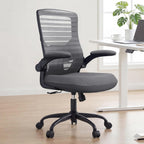 Office Desk Chair for Long Hours & Back Pain Relief – 4“ Thick Molded Foam Cushion, Enhanced Lumbar Support, Padded Flip-up Armrests, Ideal for Office or Study, Dark Gray