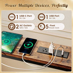 Huuger 141.7 Inch Sofa Table with Power Outlets and USB-C Ports, 5.9 Inch Narrow Entryway Table, Behind Couch Table with Storage, Extra-Long Console Table, Living Room, Rusitc Brown