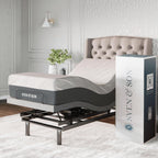 Sven & Son Platinum Adjustable Bed Base Frame + 12 inch Memory Foam Matt (Medium), Lumbar Support, Head-Pillow-Tilt, Massage, Under-Bed Lights, USB - Twin XL