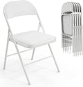 VINGLI 6 Pack Folding Chairs with Padded Seats, Metal Frame with Pu Leather Seat & Back, Capacity 350 lbs, White
