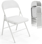 VINGLI 6 Pack Folding Chairs with Padded Seats, Metal Frame with Pu Leather Seat & Back, Capacity 350 lbs, White