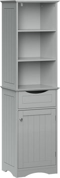 RiverRidge, Gray Ashland Bathroom Freestanding Storage Cabinet with Three Open Shelves and Drawer, Size