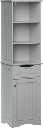 RiverRidge, Gray Ashland Bathroom Freestanding Storage Cabinet with Three Open Shelves and Drawer, Size