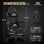 Gamtimer Gaming Chair, 400 lbs Adult Chair, High Back Computer Chair with Footrest and Linked Armrests, Office Video Game Chair with Lumbar Support (Black)