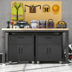 Metal Mobile Tool Storage Cabinet with Wheels,Black Heavy Duty Rolling Tool Cabinets for Garage,Metal Storage Cabinets with 2 Locking Doors and 1 Drawer,Assembly Required