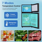 Cucina Magica Mini Fridge with Freezer, 3.2 cuft Small Refrigerator, 7 Adjustable Thermostat, Energy Saving, Low Noise, Double Door Compact Refrigerator for Dorm, Bedroom, Office - Silver