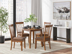 Signature Design by Ashley Berringer | Spindle Back 18" Dining Chairs (Set of 2) – Rustic Light Brown with Upholstered Cushioned Seat