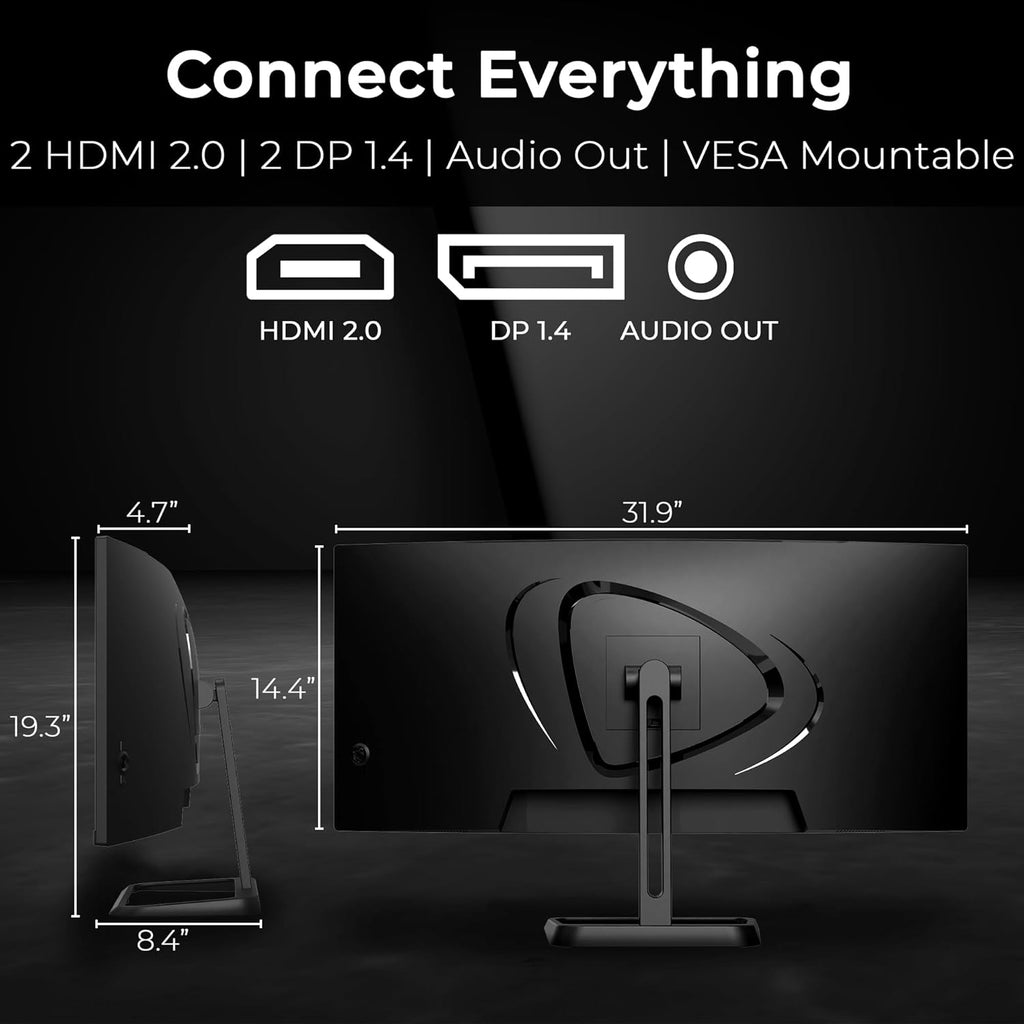 Deco Gear 34-Inch Business Curved Super UltraWide WQHD Monitor 3440 × 1440 R1500 100Hz 1ms 100% sRGB HDR 2× DisplayPort 2× HDMI Tilt Adjustable PIP/PBP Low Blue Light  American Seller
