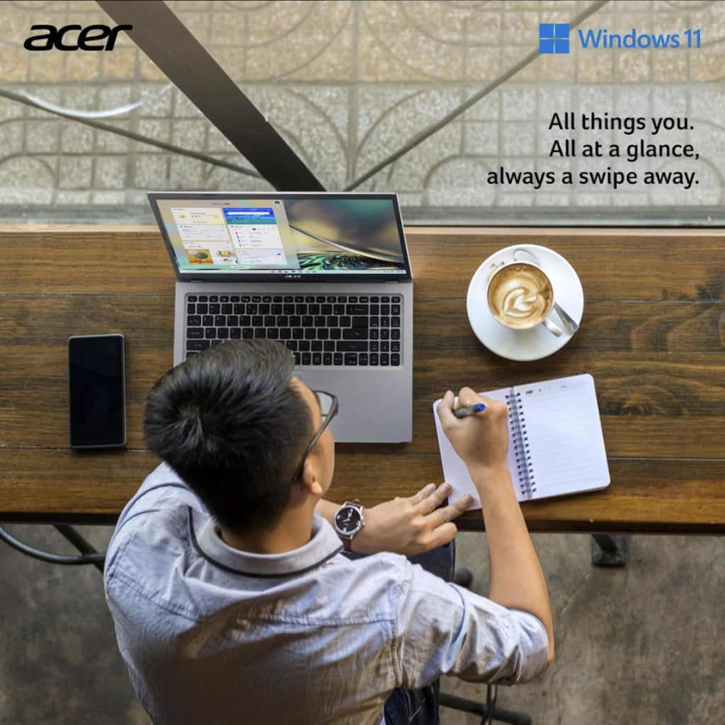 acer Aspire 3 Slim Laptop with Office 365 for The Web - Backlit Keyboard - Intel Core I3-1305U Processor - 8GB RAM - 256GB SSD - 15.6" FHD - Windows 11 no Mouse