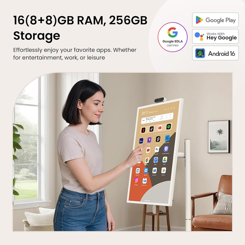 ApoloSign 32'' UHD 4K Smart Portable TV 2nd Gen  16(8+8) GB RAM+256GB  Android 16  EDLA-Certified  Portable Touch Screen Monitor  Built-in 15000mAh Battery  Full Swivel Rotation  Voice Remote Control
