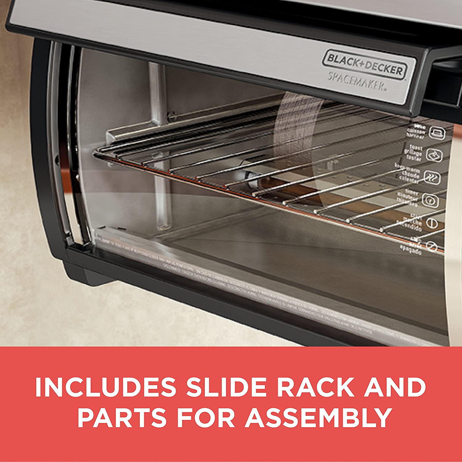 BLACK+DECKER SpaceMaker Under-Counter Toaster Oven, Digital Controls, Black/Stainless Steel, Fits 9锟芥锟斤拷 Pizza, TROS1000D
