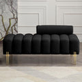 NIOIIKIT 53.2" Modern Loveseat Sofa Couch, Upholstered Accent Sofa with Golden Legs and Adjustable Backrest, Small Teddy Fleece Couches for Bedroom, Living Room, Compact Small Space (Black Teddy)