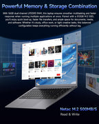 15.6 inch Laptop with Pentium Gold 6500Y(Up to 3.4GHz)  16GB RAM 256GB SSD 1080P Full HD  USB-C WiFi 5 BT5.0 Gray Computer Laptops for School  Business
