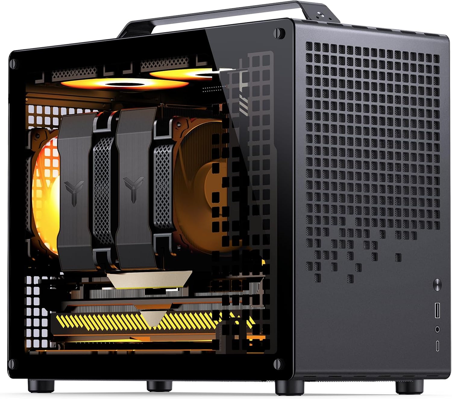 JONSBO/JONSPLUS Z20 Black Micro-ATX Mini Tower PC Case,with Detachable Carrying Handle, Mini Size, High-Performance Hardware Compatible, Support 240AIO, H160mm Cooler, Black