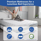 Extra Firm Mattress King 12 Inch, Green Tea/Gel Memory Foam Mattress with Fiberglass-Free Cover,Two Side White Medium Firm/Extra Firm High-Density-Mattress for Back Pain,CertiPUR-US,in USA, 80"x 76"