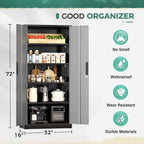 Greenvelly Metal Garage Storage Cabinet with Lock, 72”Metal Storage Cabinet with 2 Doors and 4 Adjustable Shelves, Steel Tool Cabinet for Garage,Home Office, School,Gym (Black Grey)