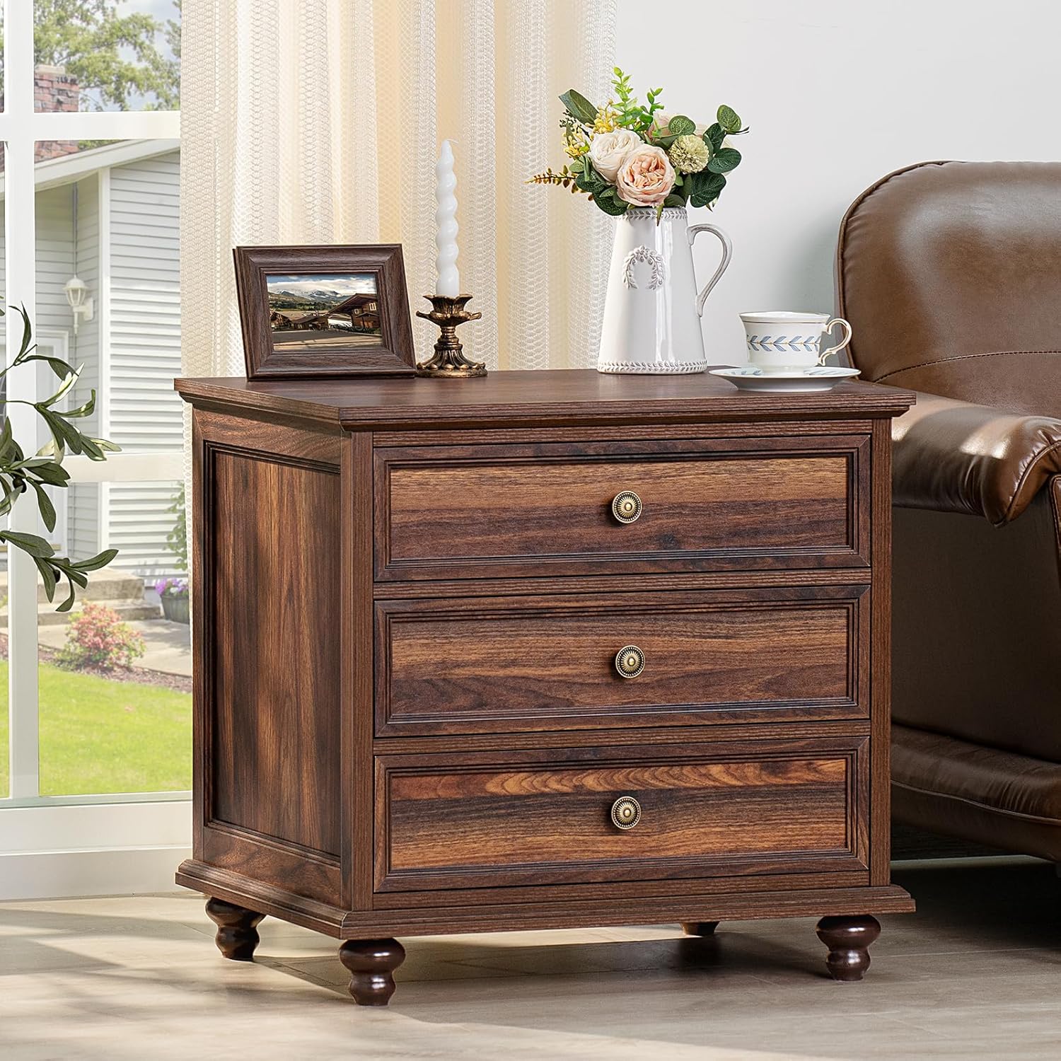 Farmhouse Dresser and Nightstand Set - 3 Piece, 54" Wide Dresser and 24" Nightstands for Bedroom, Living Room, Hallway