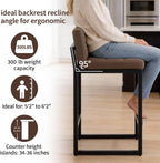 Counter Height Bar Stools Set of 4, Upholstered Barstools with Back, Bar Chairs with Thickened Metal Legs, PU Leather Counter Stools for Kitchen Island (Coffee Brown, 4Pcs 26" Counter Stools)