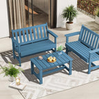 SERWALL Rectangle Outdoor Coffee Table, HDPE Patio Coffee Table, Navy