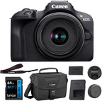 Canon EOS R100 Mirrorless Camera with RF-S18-45mm F4.5-6.3 IS STM Lens Kit  24.1 Megapixel CMOS (APS-C) Sensor  4K Video  RF Mount | Black Bundled with 64GB Memory Card & Camera Shoulder Bag (3 Items)