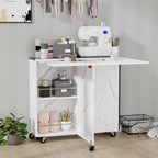 Space Saving Folding Dining Table with Drawer,3-Tier Wine Cooler Storage and 2-Layer Metal Storage Rack-Extendable Drop Leaf Farmhouse Wood Kitchen Dining Room Tables Set for 4 (White)