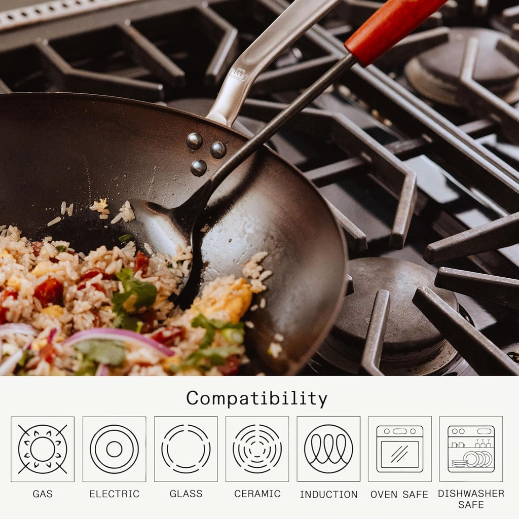 Made In Cookware | 13" Seasoned Carbon Steel Wok - (Like Cast Iron, but Better) | Professional Cookware | Crafted in Sweden | Induction Compatible