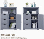 Yaheetech Bathroom Storage Cabinet Bathroom Floor Cabinet Freestanding Storage and Organizer with Door, 3 Drawers, Adjustable Shelf, 35.5 Inches Height, Gray