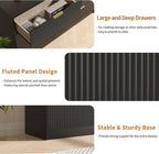 Black Dresser with 6 Deep Drawers, 55” Wide Fluted Dresser for Bedroom with Gold Handle, Modern Chest of Drawer for Closet, Bedroom, Living Room, Black