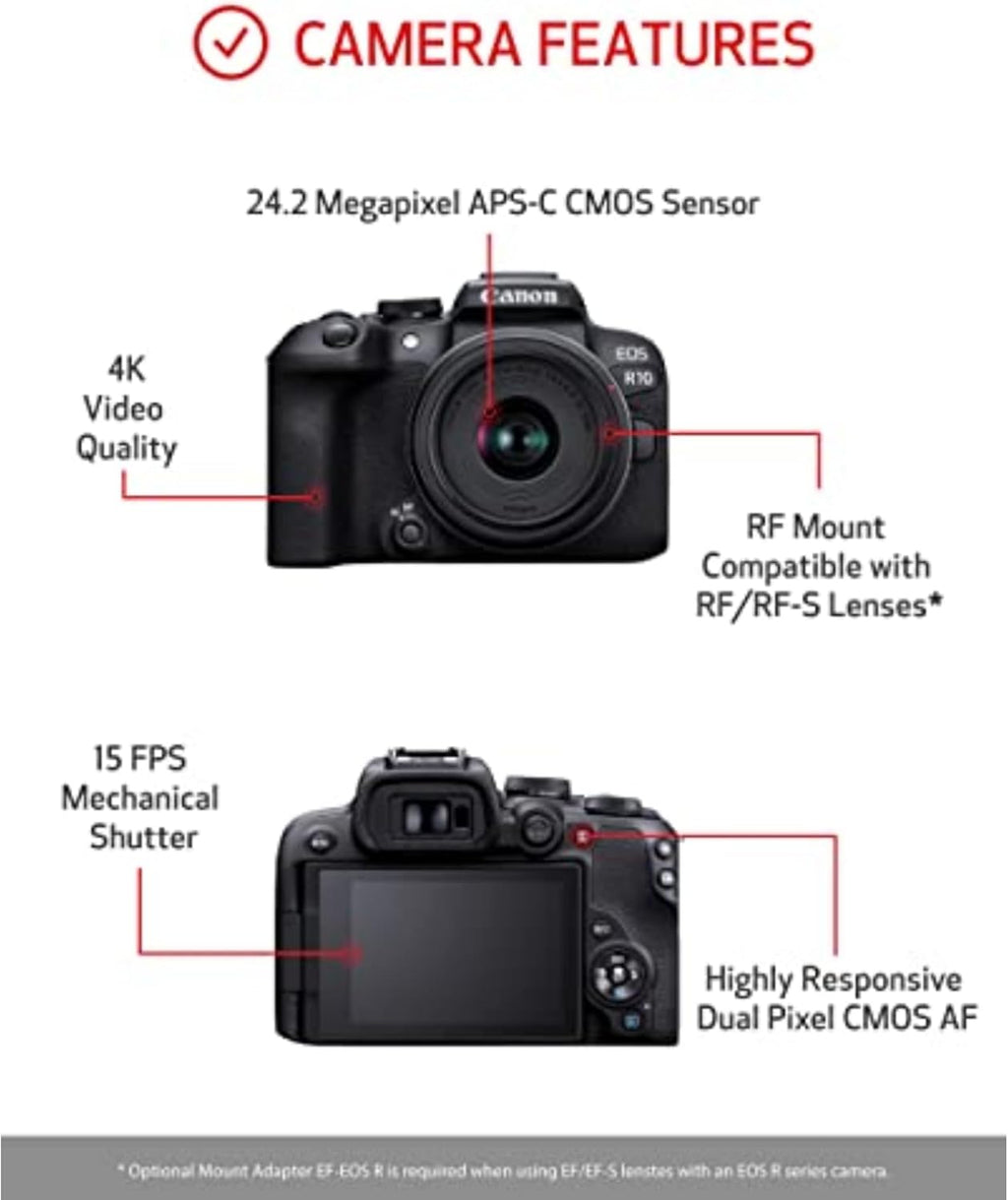 Canon EOS R10 Mirrorless Camera with RF-S 18-45mm Lens Kit