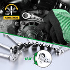 SK Flex-Head Ratcheting Wrench Set, Combination Wrench Set, 8-Piece, SAE 5/16" to 3/4", 72-Tooth, Premium CR-V Construction, with Rack Organizer