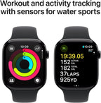 Apple Watch Series 10 GPS + Cellular  46mm - Jet Black Aluminum Case with Black Sport Band  M/L (Renewed)