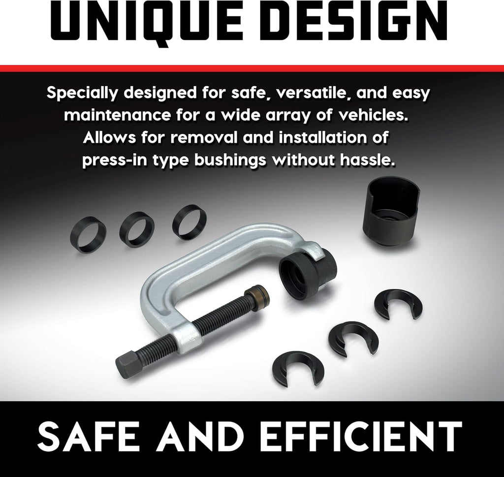 Powerbuilt Upper Control Arm Bushing Service Tool Set for Ford, GM and Chrysler, Remove and Install Car Bushings, 648604
