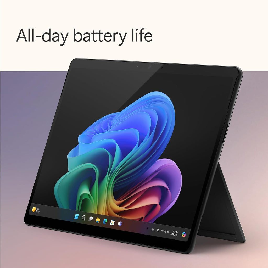 Microsoft Surface Pro 2-in-1 Laptop/Tablet (2024)  Windows 11 Copilot+ PC  13" Touchscreen OLED Display  Snapdragon X Elite (12 Core)  16GB RAM  256GB Storage  Black  Amazon Exclusive