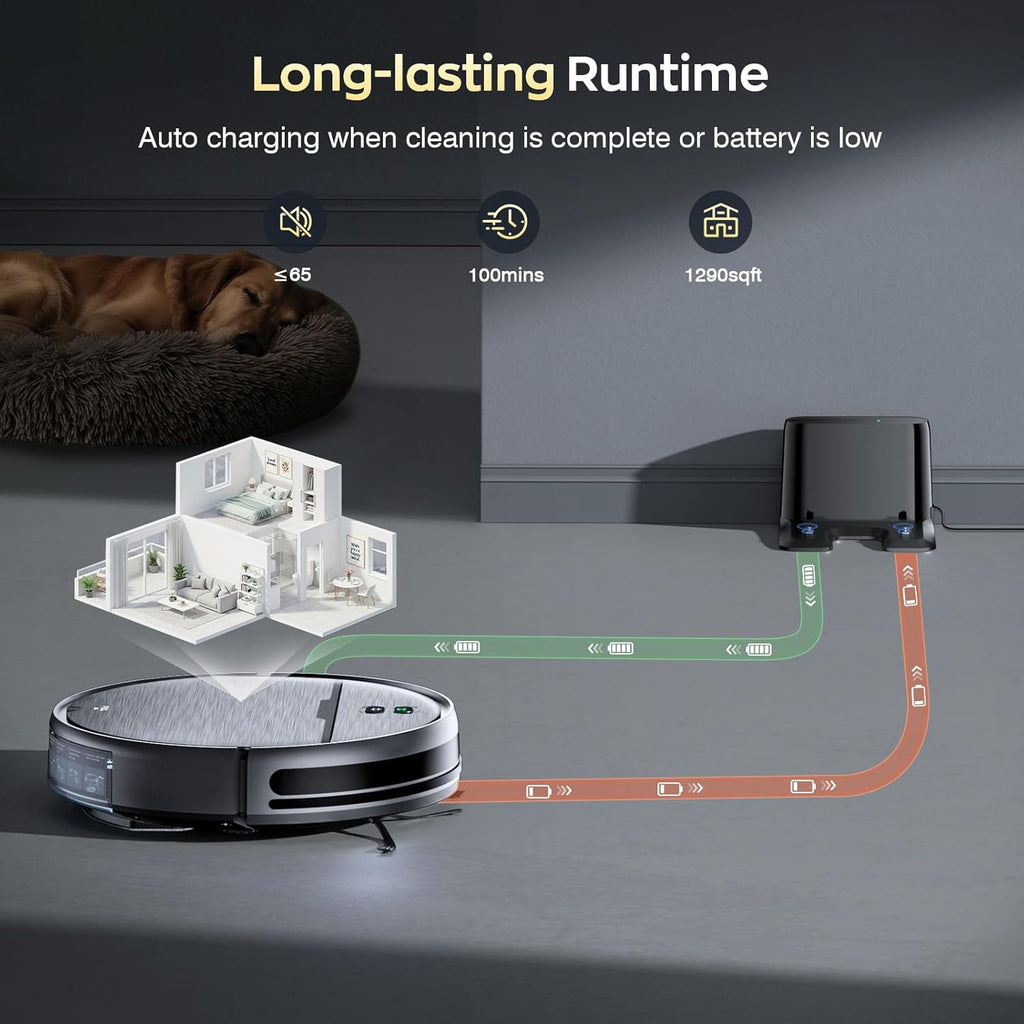 Robot Vacuum and Mop Combo, 2 in 1 Robotic Vacuums Cleaner with WiFi/App, Robot Vacuum with Water Tank, Strong Suction, Schedule, Self-Charging, Quiet, for Hard Floor, Pet Hair, Low Pile Carpet
