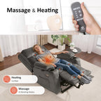 MCombo Large Triple Motor Power Lift Recliner Chair with Massage and Heat for Elderly People, Adjustable Headrest, Infinite Position, USB Ports, Fabric 7662 (Grey, Large)