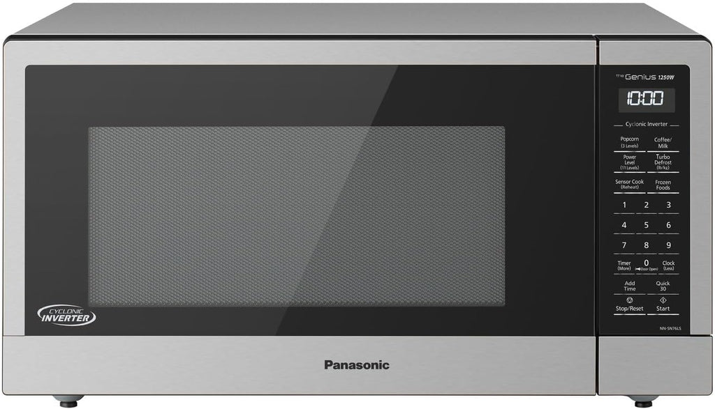 Panasonic NN-SN76LS 1.6 cu.ft Cyclonic Inverter Countertop Microwave Oven 1250Watt Power with Genius Sensor Cooking, 19.44"D x 21.88"W x 11.94"H, Stainless Steel