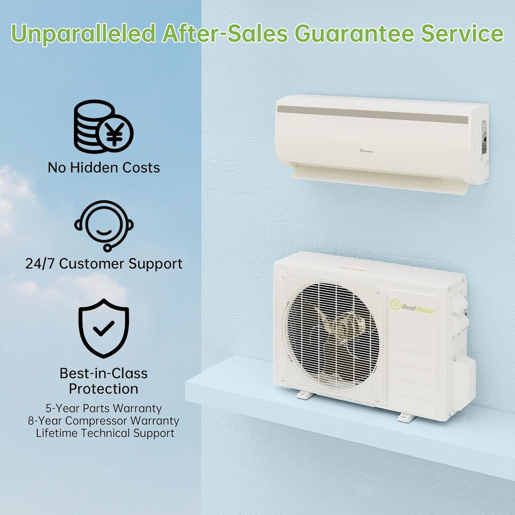 Real Relax 12000 BTU Mini Split Air Conditioner & Heater, 20 SEER2, 115V Inverter, Cools & Heats Up to 750 Sq.Ft, WiFi & Alexa Compatible, R454B Refrigerant, Included Installation Kit Ductless