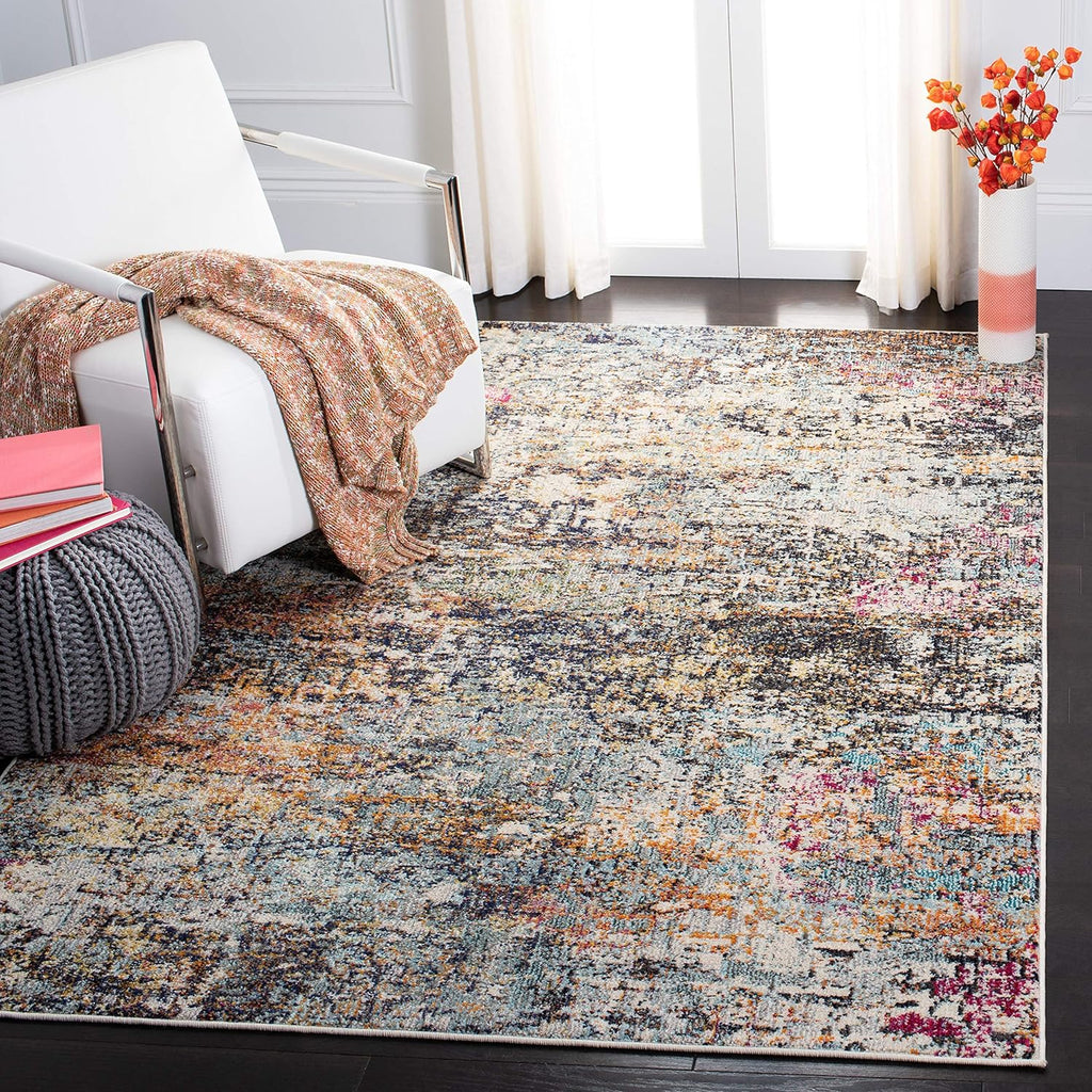 SAFAVIEH Madison Collection Area Rug - 12' Square, Black & Gold, Modern Abstract Design, Non-Shedding & Easy Care, Ideal for High Traffic Areas in Living Room, Bedroom (MAD460Z)