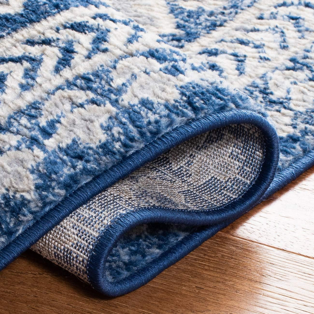SAFAVIEH Brentwood Collection Area Rug - 9' x 12', Navy & Beige, Traditional Oriental Distressed Design, Non-Shedding & Easy Care, Ideal for High Traffic Areas in Living Room, Bedroom (BNT899N)