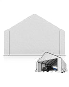 GarveeLife Heavy-Duty PE Enclosure Kit (2-Pack) for Metal Carport - 220gsm Roll-Up Zipper Door Panels for 20x25, 20x20 ft, with Ball Bungees, White