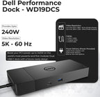 WD19DCS Dell Docking Station Dual Monitor - 4K Display  1 Year Warranty  USB-C Performance Dock with 240W Adapter  Anyhdd HDMI  DisplayPort  USB-C Cables & Cloth (New)