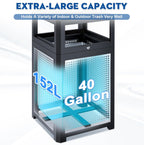 Outdoor Trash Can Commercial 40 Gallon, Heavy Duty Large Metal Slatted Garbage Can with Metal Liner for All Weather Resistant, Garbage Bin Waste Receptacle for Parks, Streets, Public Spaces