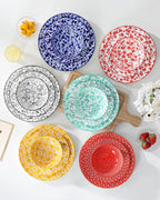 vancasso SELENE Plates and Bowls Set for 6, 18 Pieces Dinnerware Sets, Mircowave and Dishwasher Safe Dishes Set, Porcelain Muted Dinnerware