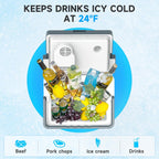 25L Portable Electric Cooler & Warmer, Small Refrigerator with Handle, 110V AC and 12V DC Car Fridge, Camping/Outdoor/Travel Cooler for Vehicles & Trucks, Grey