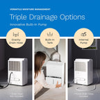 hOmeLabs Dehumidifier for Home, Office, Basements with Powerful Moisture Removal, Humidity Control, Auto Shut-off, Quiet Operation - 7,500 Sq Ft Wi-Fi with Pump (50 Pint MAX 120 Pint at 95°F, 90% RH)